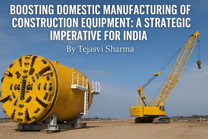 Tunnel boring machine and lattice boom crane at a construction site