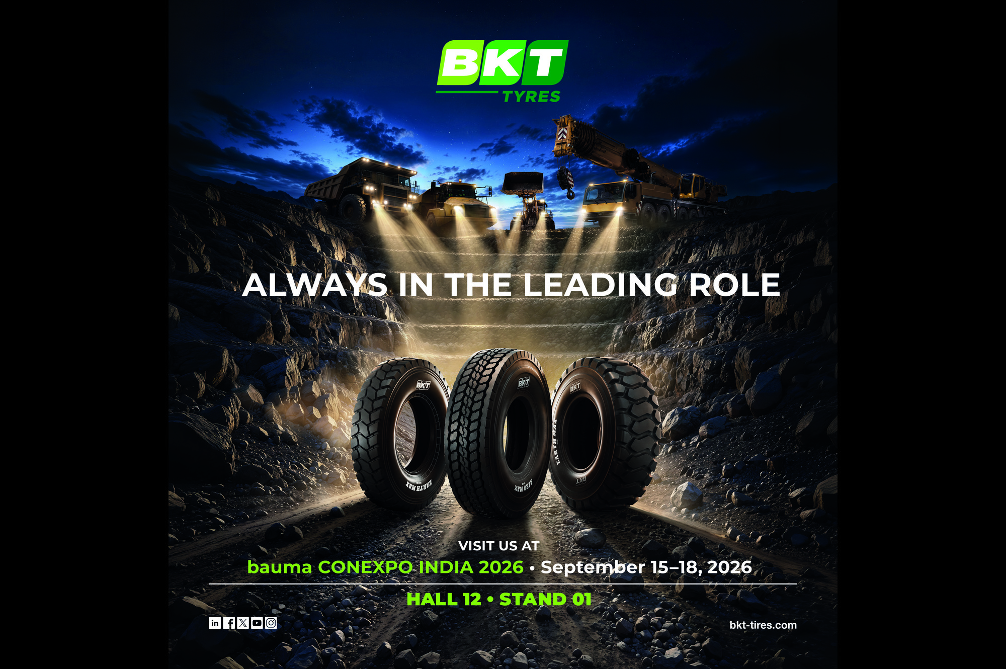 BKT to showcase Advanced Off-Highway Tyre Solutions at Bauma ConExpo India 2026